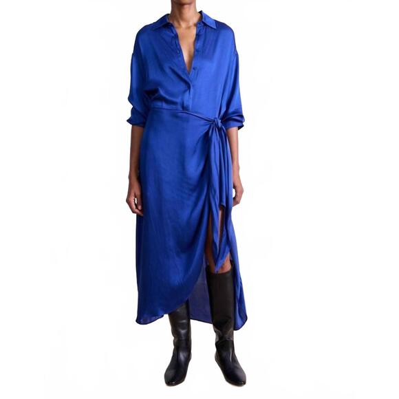 NEW APIECE APART alessandra sarong shirt dress in surf